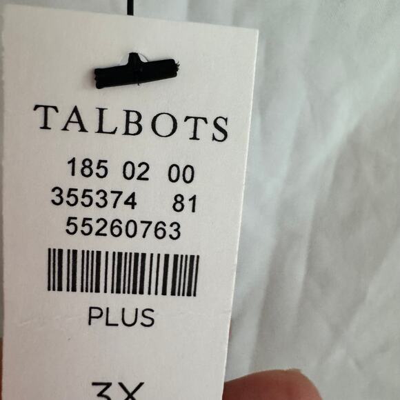 New Talbots Tie Detail Poplin Top White Bateau Neck Ladder Trim 3/4 Sleeve Sz 3X - Picture 5 of 8